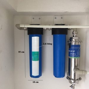 Hệ thống lọc nước sạch công suất 1m3/ giờ; lọc nước sinh hoạt với 2 cột lọc thô với 1 cột lọc tinh