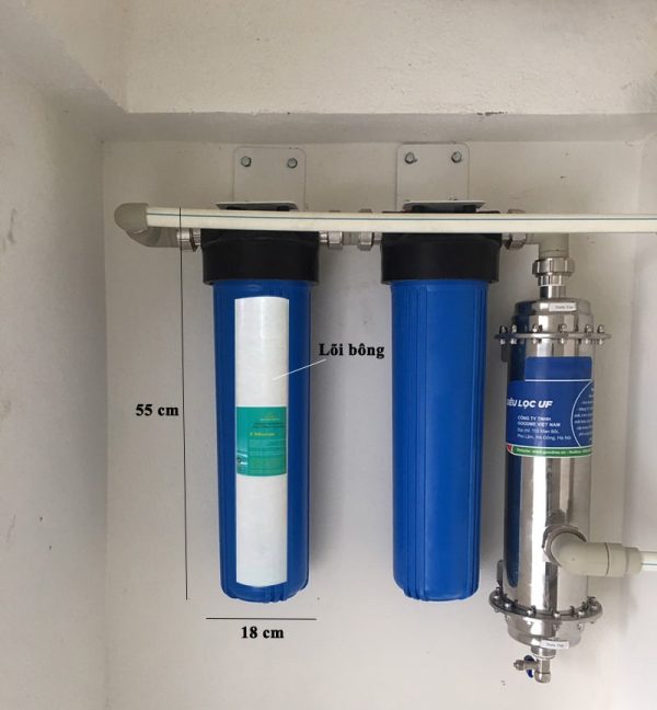 Hệ thống lọc nước sạch công suất 1m3/ giờ; lọc nước sinh hoạt với 2 cột lọc thô với 1 cột lọc tinh