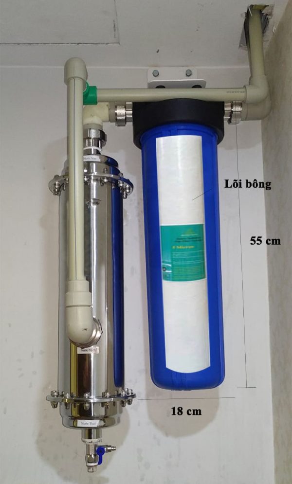Hệ thống lọc nước sinh hoạt công suất 1m3/ giờ cao cấp 1 cột lọc thô với 1 cột lọc tinh
