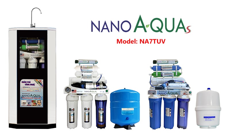 Máy lọc nước 7 lõi đèn UV NanoAquas NA7TUV có vỏ tủ