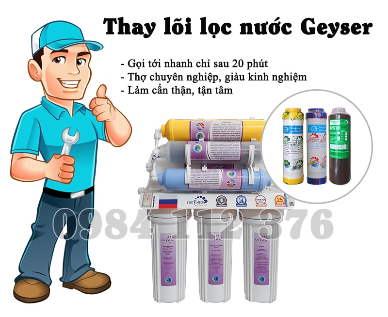 Thay lõi lọc Geyser, lõi Nga ở chung cư Thanh Hà, Hà Đông chính hãng