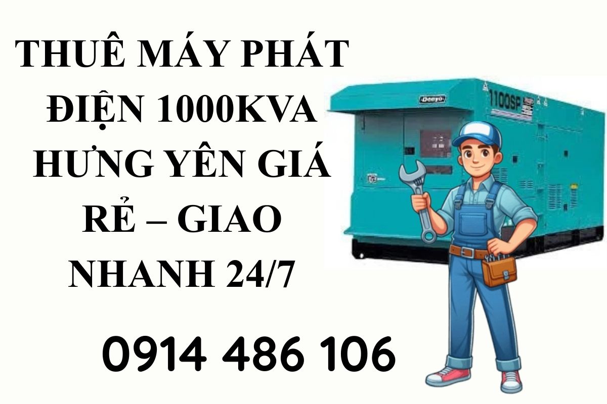 Thuê Máy Phát Điện 1000kVA Hưng Yên Giá Rẻ – Giao Nhanh 24/7