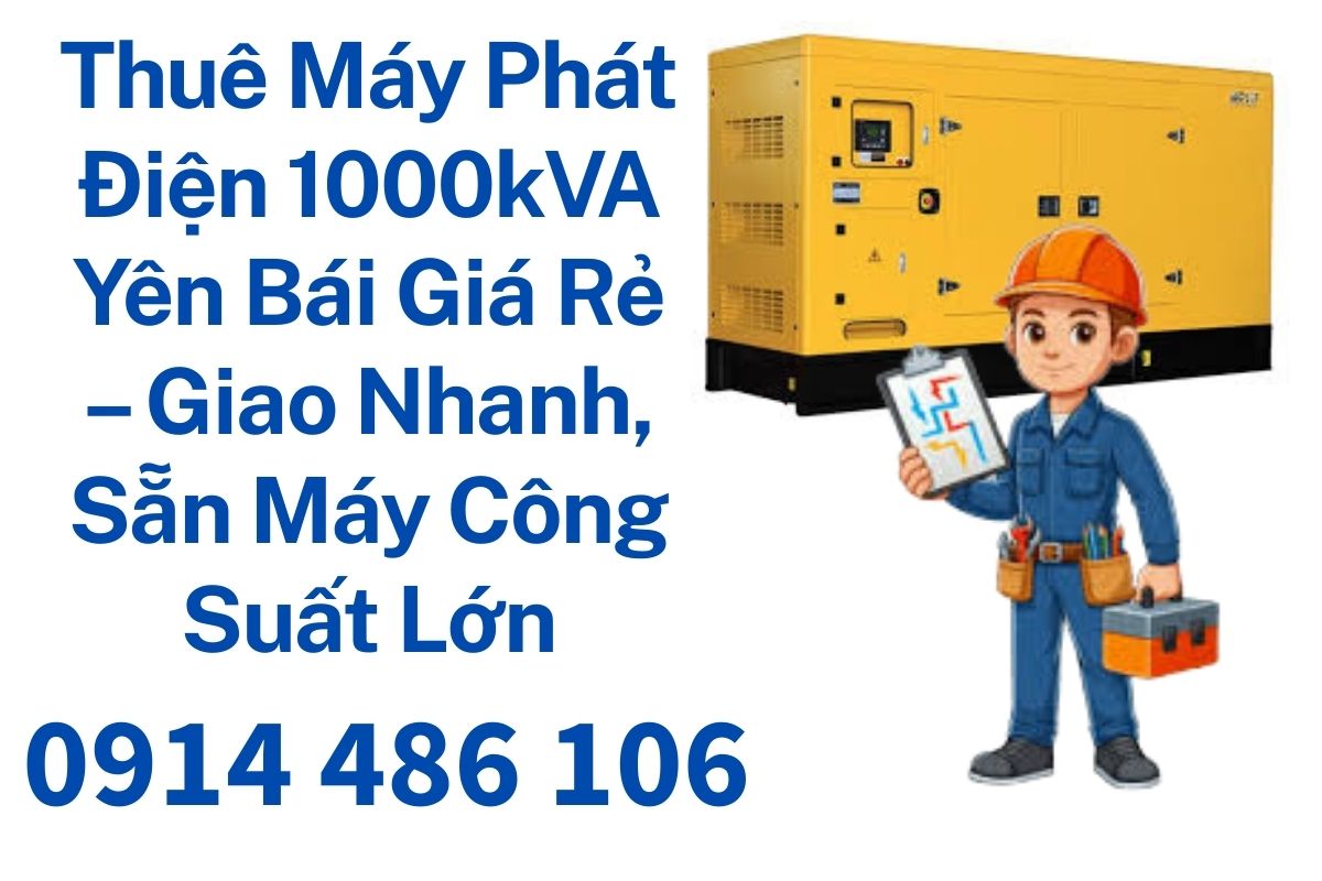 Thuê Máy Phát Điện 1000kVA Yên Bái Giá Rẻ – Giao Nhanh, Sẵn Máy Công Suất Lớn
