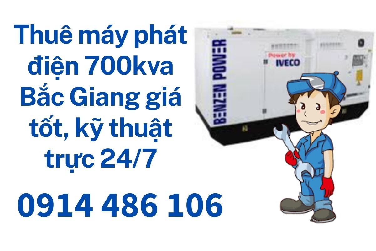 Thuê máy phát điện 700kva Bắc Giang giá tốt, kỹ thuật trực 24/7