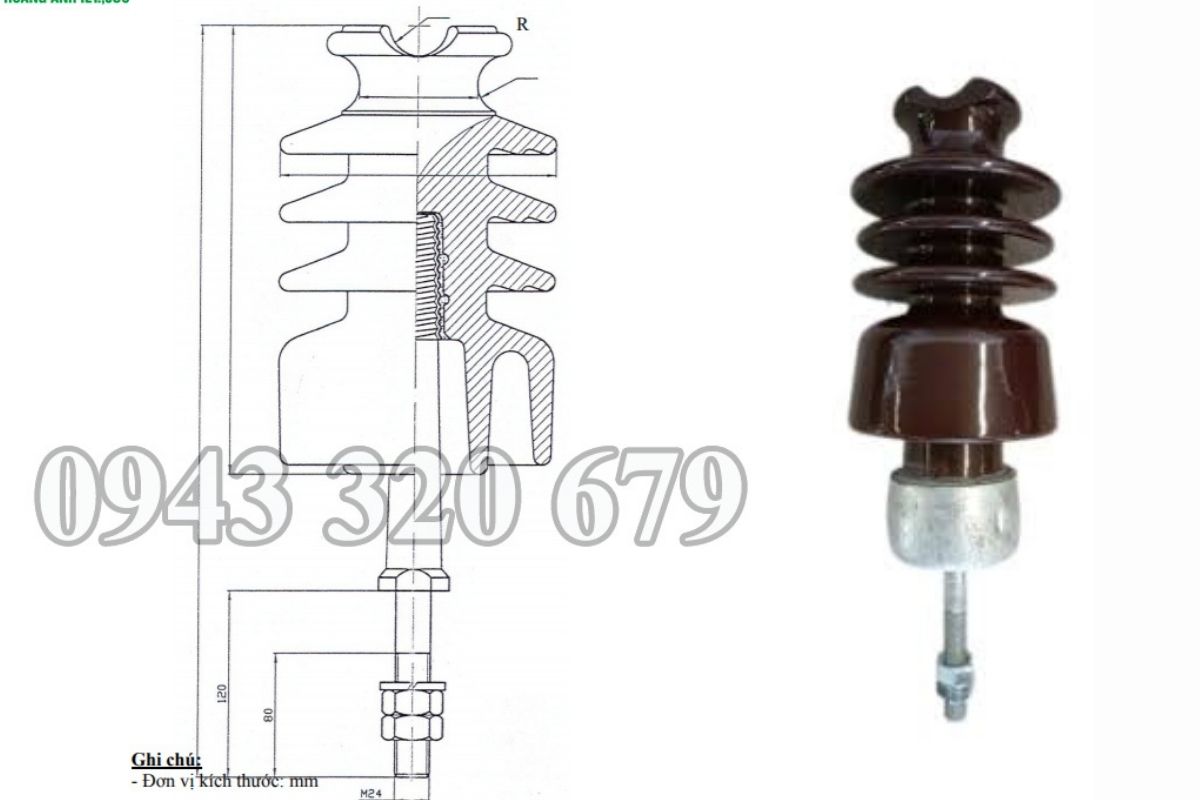 Sứ Đứng 36kV Pin Type Chính Hãng, Cách Điện Tốt, Giá Cạnh Tranh