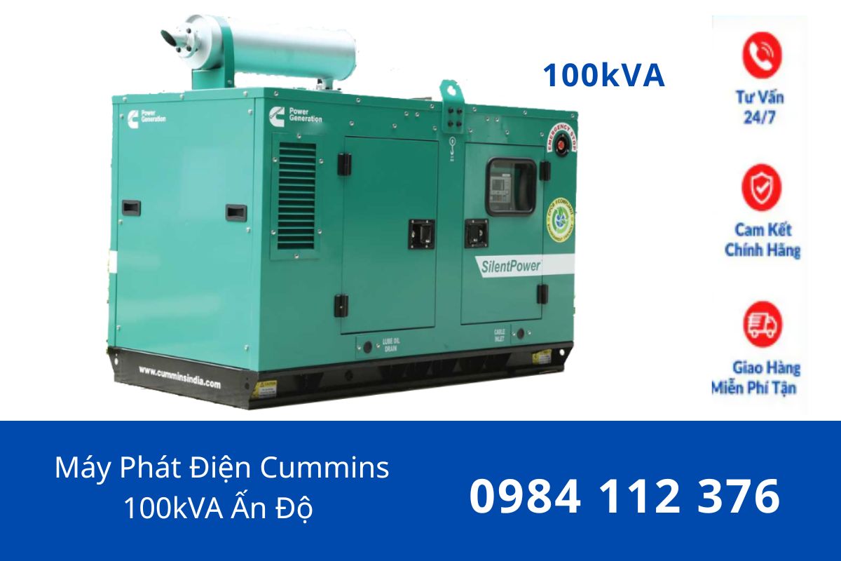 Máy Phát Điện Cummins 100kVA Ấn Độ Chính Hãng – Giá Tốt, Bảo Hành 12 Tháng