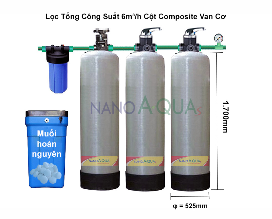 Lọc Tổng 6m³/h Cột Composite Van Cơ