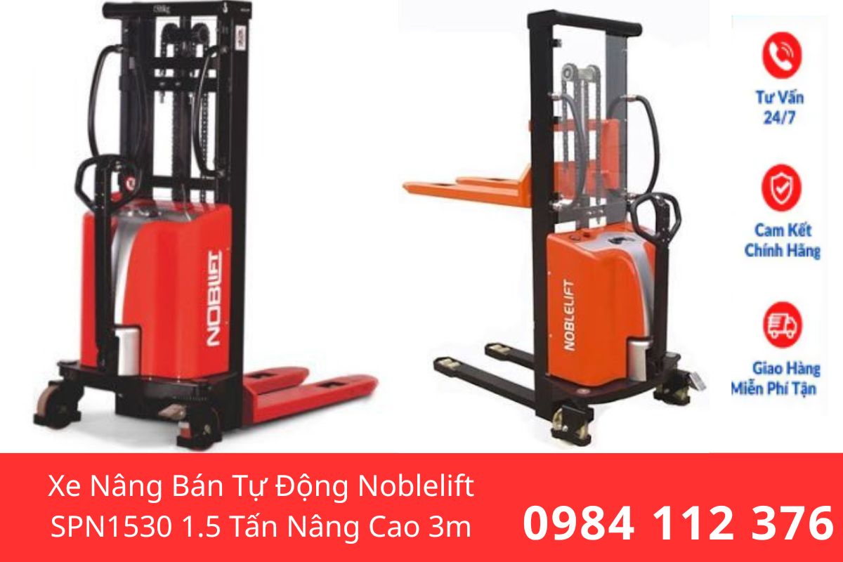 "<yoastmarkBán Xe Nâng Bán Tự Động Noblelift SPN1530 1.5 Tấn Nâng 3m Giá Cạnh Tranh