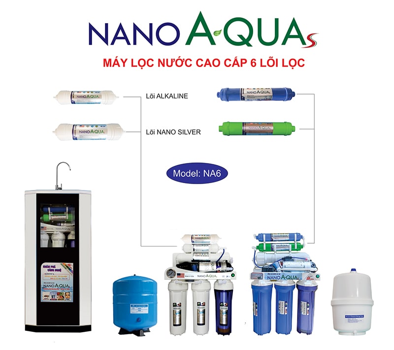 Máy lọc nước NanoAquas 6 lõi có vỏ tủ